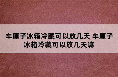 车厘子冰箱冷藏可以放几天 车厘子冰箱冷藏可以放几天嘛